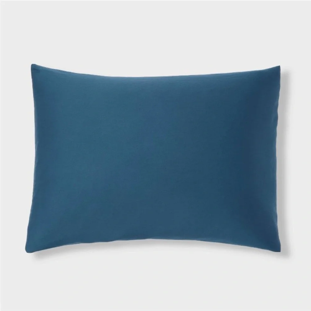 THRESHOLD NWT washed cotton sateen diver cover & sham set -indigo -full/queen
